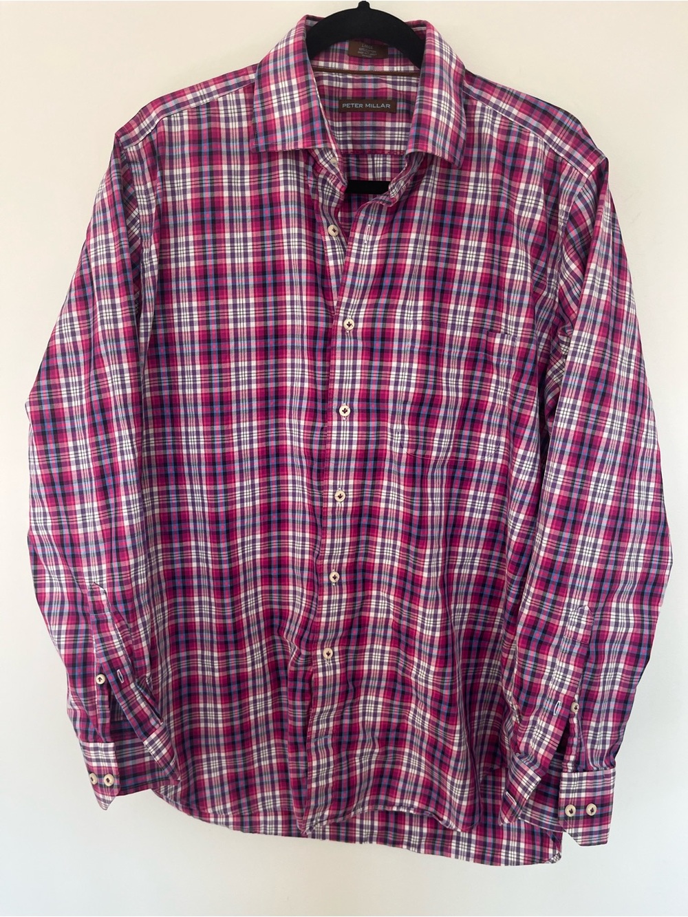 Peter Millar Pink and White Plaid Button-Down Shirt